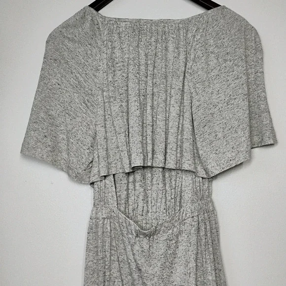 Rebecca Taylor Open Back Ruffle Grey Melange Jersey Short Flax Dress Size XS - Picture 6 of 16